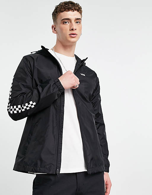 Vans Garnett checkerboard hooded jacket in black | ASOS