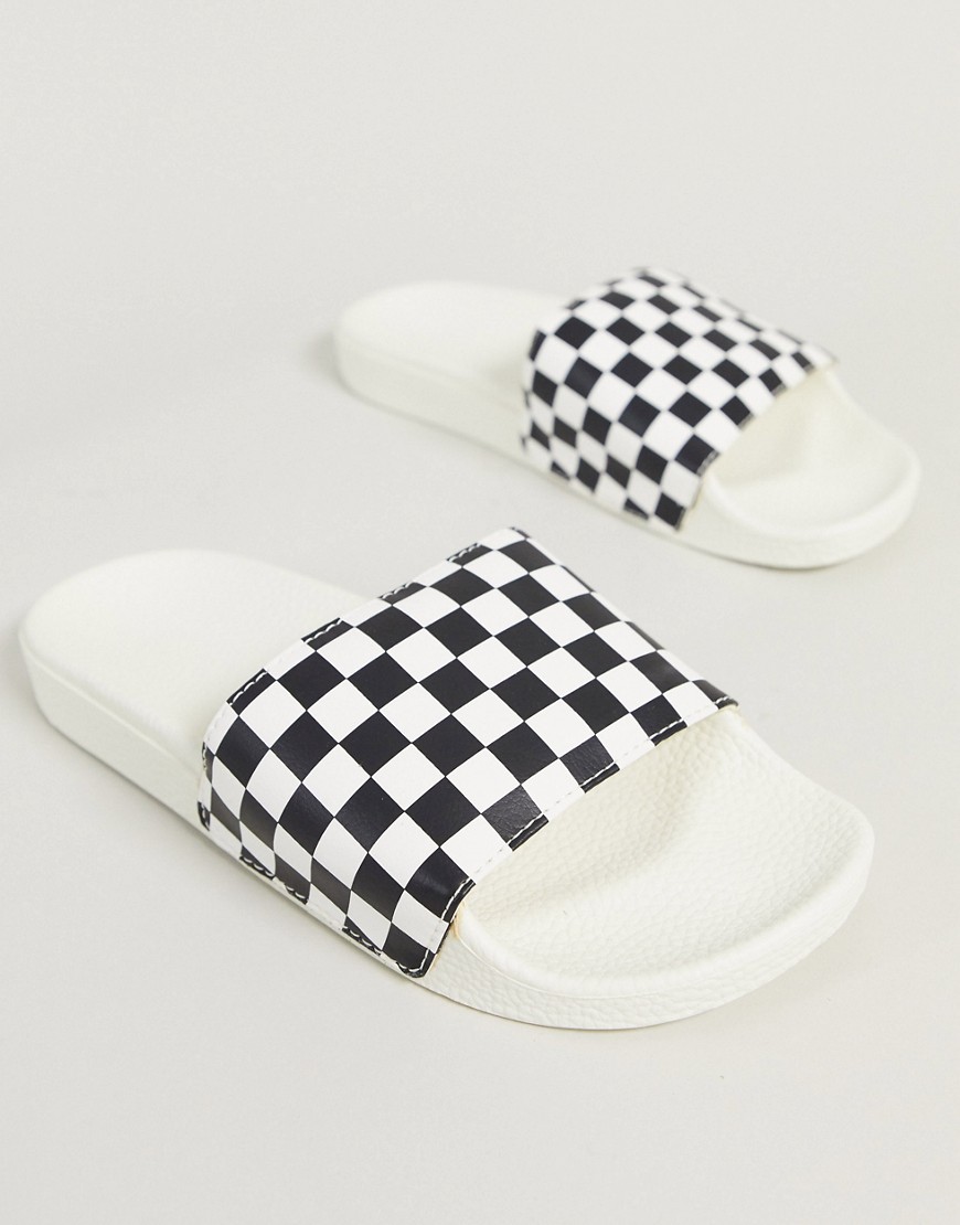 Vans - Geblokte slippers in zwart-wit-Multi