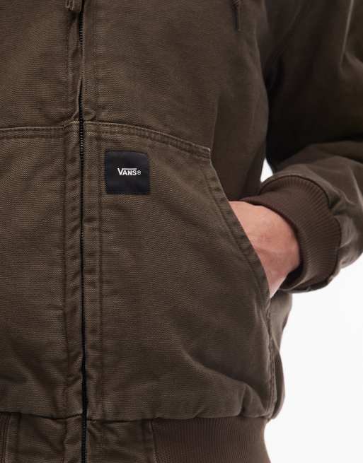 Vans - Giacca in tela marrone con zip, 5 di 5