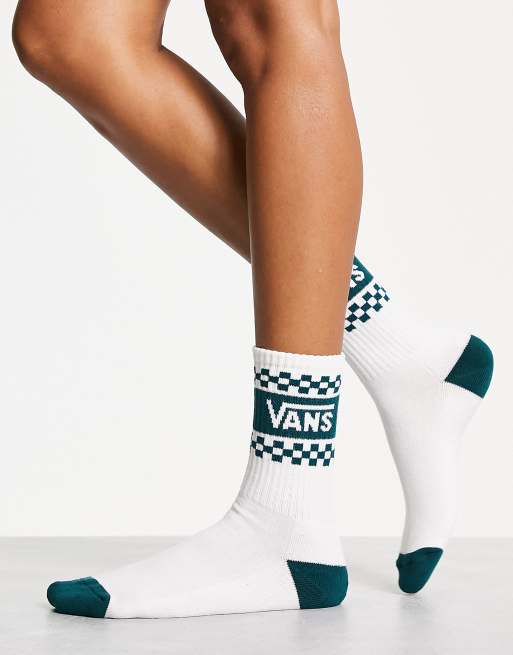 Vans – Girl Gang – Crew-Socken in Weiß/Blaugrün