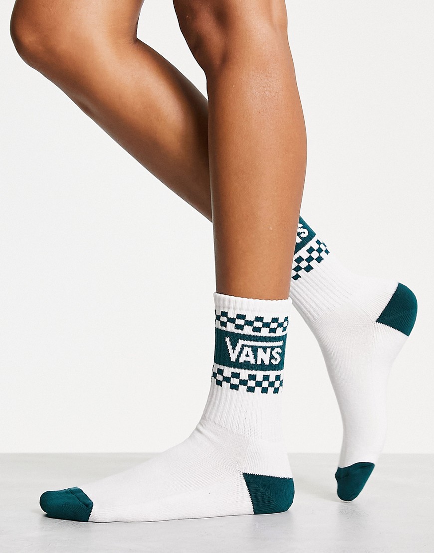 Vans Girl Gang crew socks in white and teal