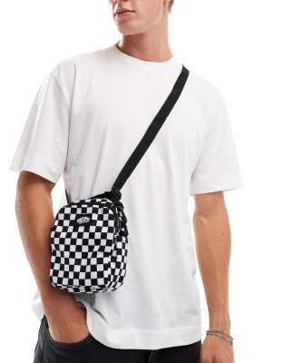 Vans go getter checkerboard shoulder bag in black and white | ASOS