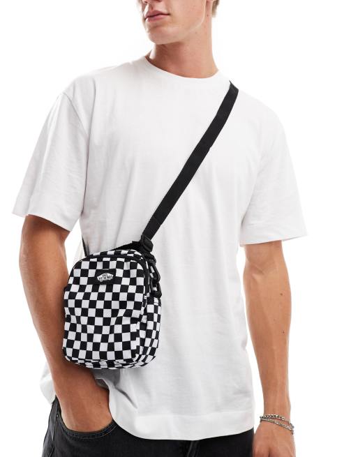 Vans go getter checkerboard shoulder bag in black and white ASOS