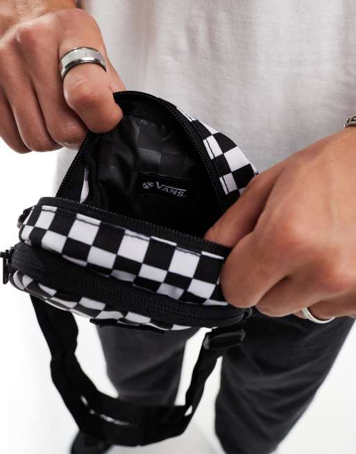 Vans go getter checkerboard shoulder bag in black and white ASOS