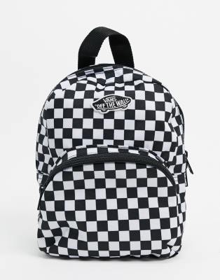 black and white check backpack