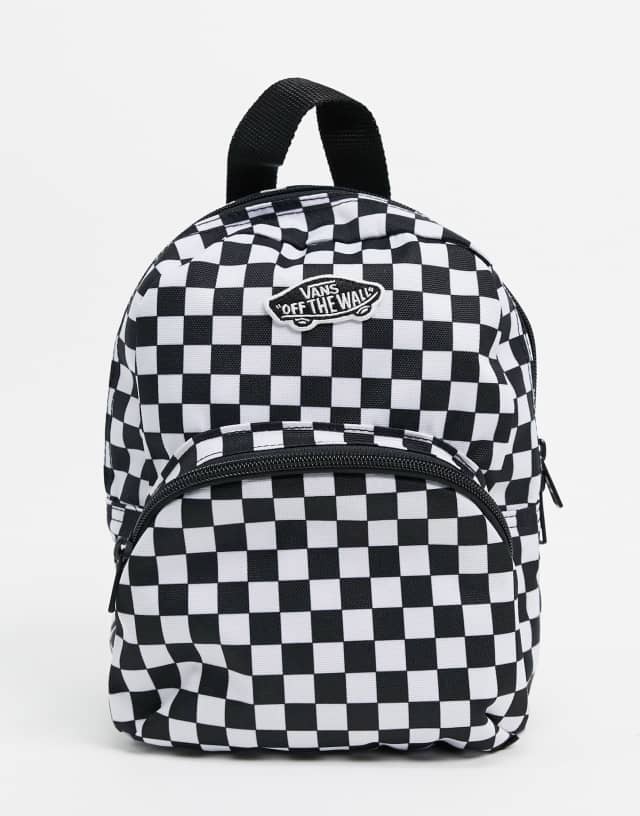 Vans Got This mini checkerboard backpack in black/white