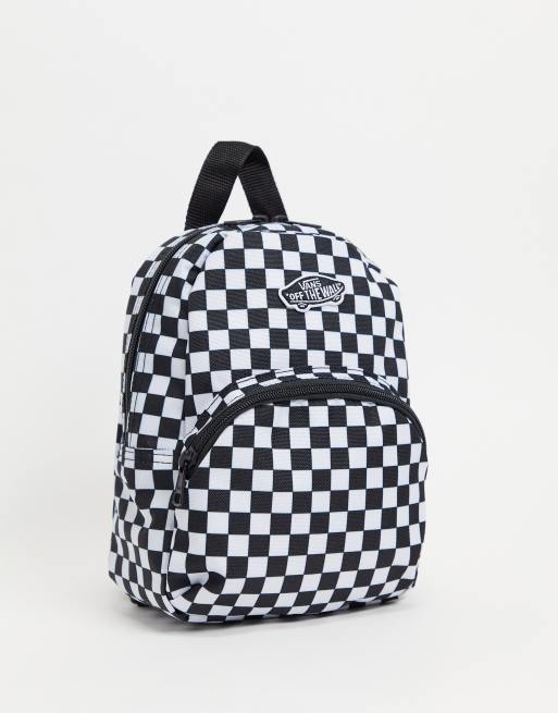 Vans Got This mini checkerboard backpack in white black