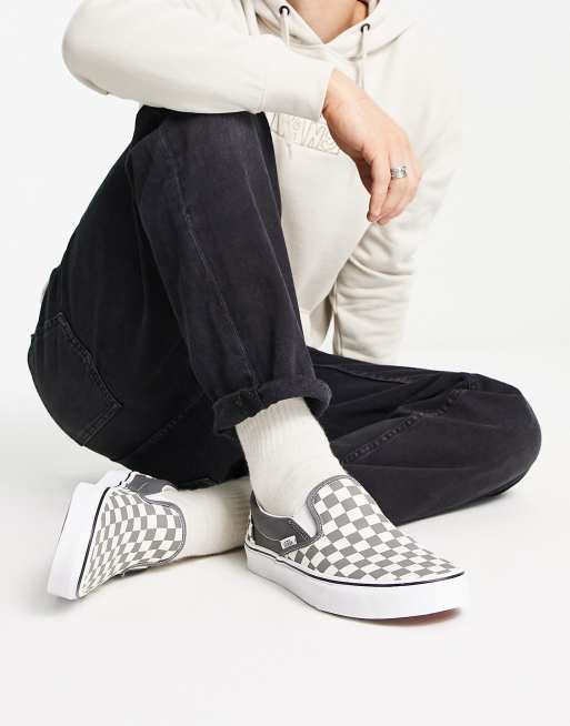 Vans – Grå schackrutiga slip-on-sneakers i klassisk stil, 3 av 4