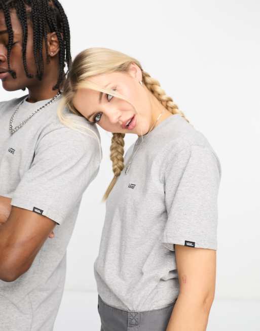 Vans - Gråmeleret unisex-T-shirt med logo på venstre bryst 