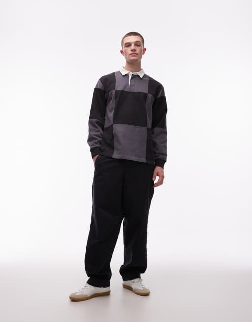 Vans Grant rugbyshirt met ruitjes in zwart, 2 van 5