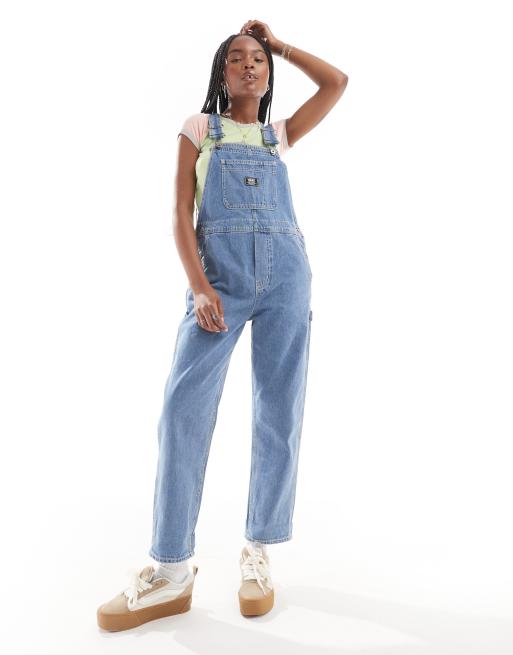 Vans ground work denim dungarees in mid blue wash | ASOS