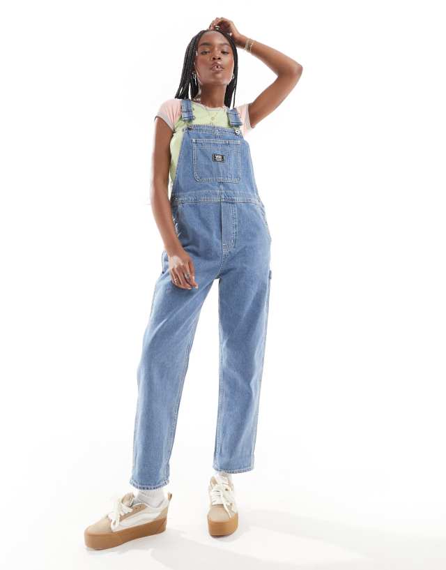 Vans - ground work denim dungarees in mid blue wash