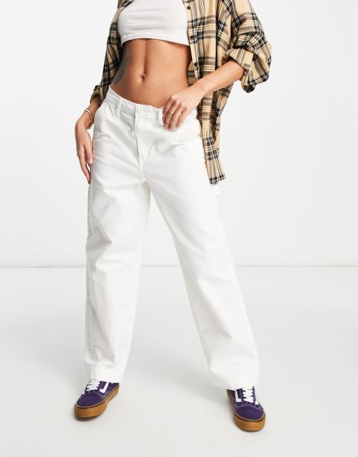 Vans pants womens white new arrivals