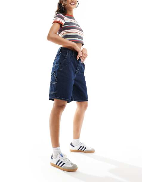 Vans groundwork long denim shorts in indigo blue - view 1