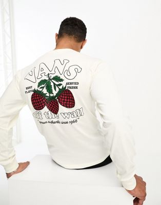 Vans grown authentic long sleeve t-shirt with fruit back print in off white