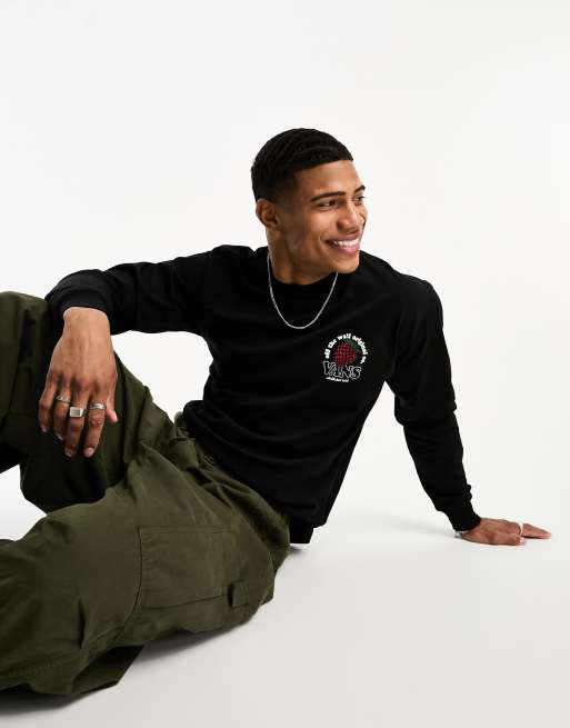 Vans - Grown Authentic - T-shirt met lange mouwen en fruitprint op de achterkant in zwart