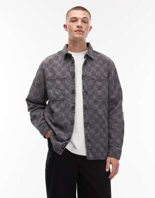 Vans Vans hastings checkerboard denim shirt in black