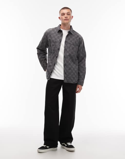 Vans hastings checkerboard denim shirt in black, 2 of 5