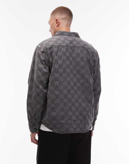Vans hastings checkerboard denim shirt in black, 3 of 5