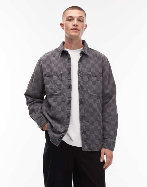 Vans hastings checkerboard denim shirt in black