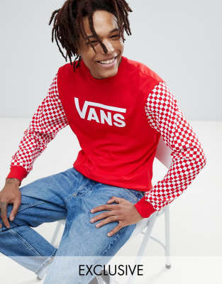 red and white checkered shirt vans