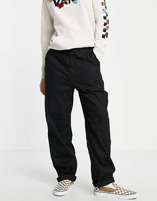 Vans high-rise chino pants with straight leg in black | ASOS