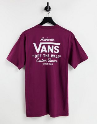Vans Holder St Classic back print t-shirt in burgundy