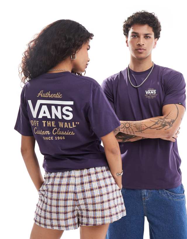 Vans - holder street classic back print t-shirt in dark purple