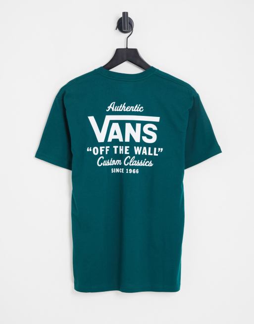 Vans – Holder Street – T-Shirt in Blaugrün mit Rückenprint