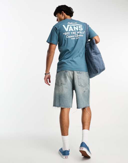 Vans - Holder - T-shirt met print op de rug in blauwgroen