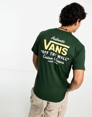 Vans holders street Classic t-shirt in green with back print
