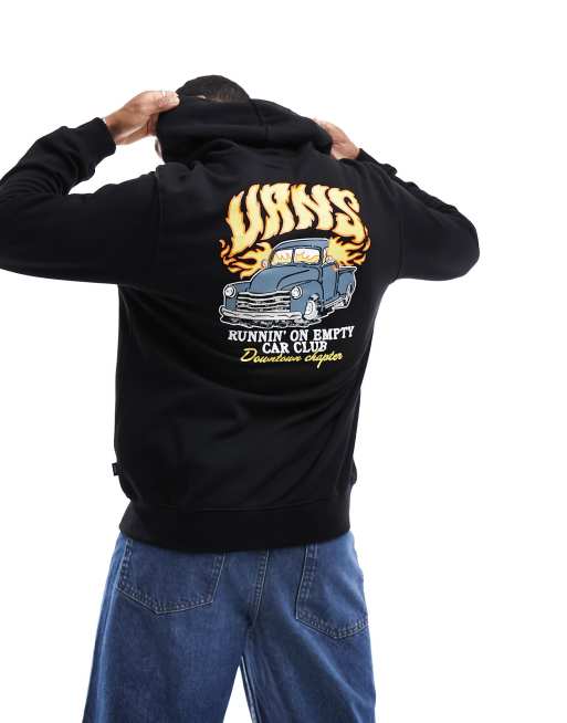 Vans - Hot Rod - Felpa con cappuccio nera con stampa sul retro e zip