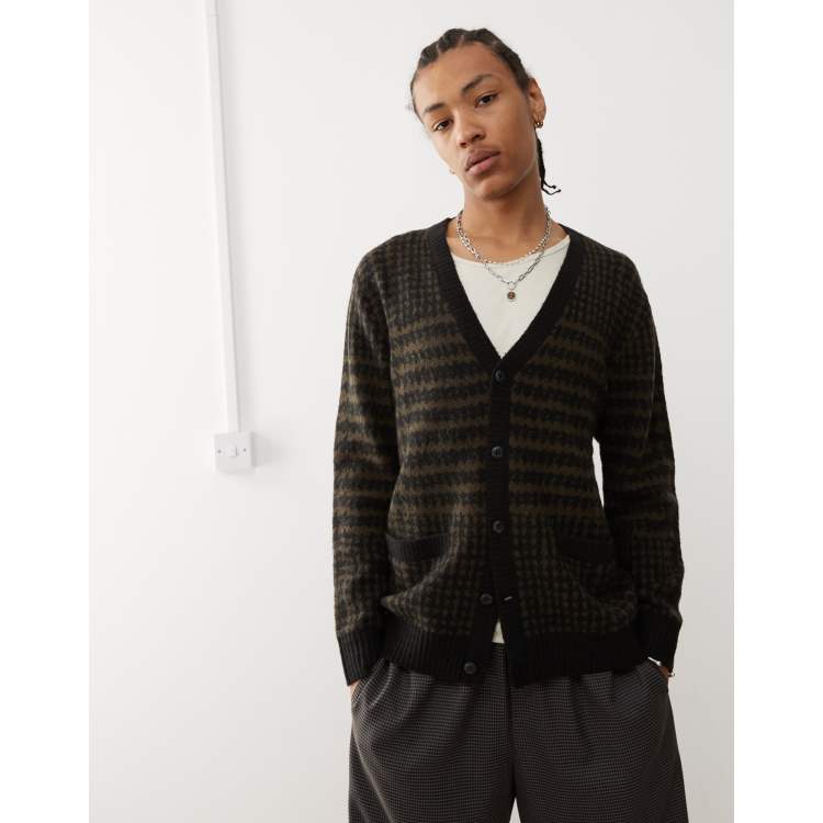 Vans houndstooth knitted cardigan in black and brown | ASOS