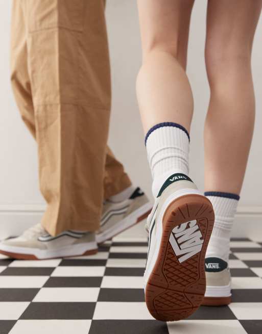 Vans Hylane chunky suede trainers in beige with green detail