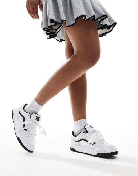 Vans - Hylane - Leren sneakers met dikke zool in wit en zwart - view 1