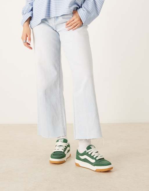 Vans – Hylane – Mörkgröna och naturvita sneakers i nylon, 3 av 5