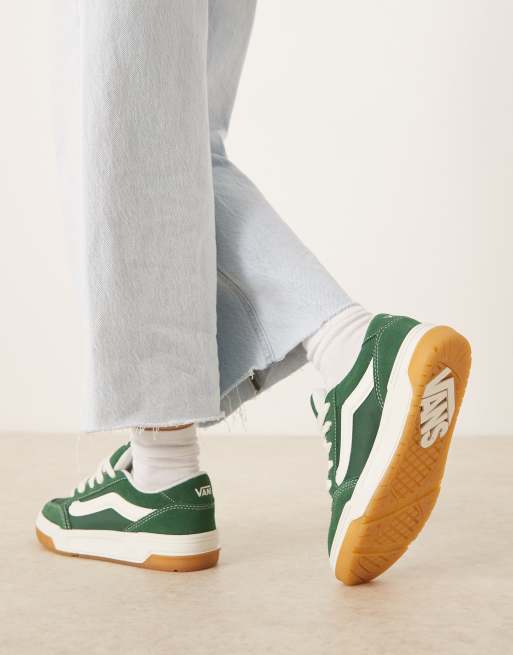 Vans – Hylane – Mörkgröna och naturvita sneakers i nylon, 4 av 5