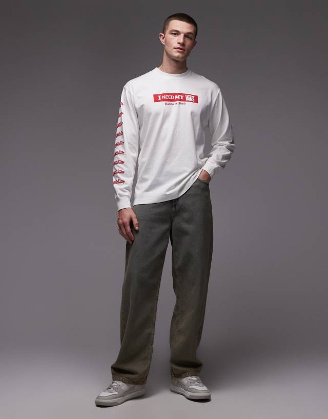 Vans 'I Need My' long sleeve t-shirt in white | ASOS