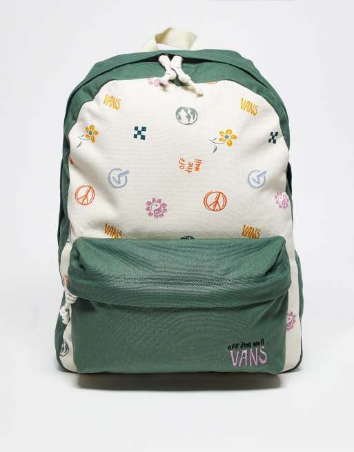 Vans In Our Hands Realm backpack in green and white ASOS