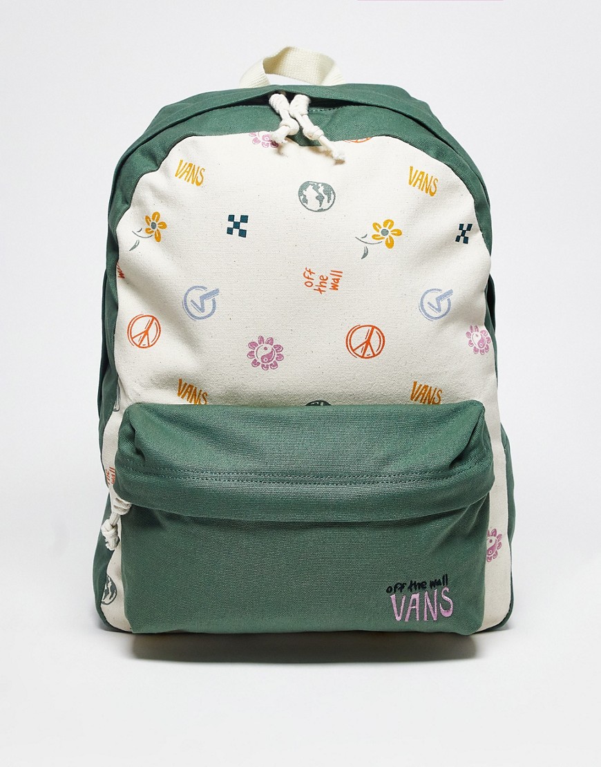 Vans In Our Hands Realm Backpack In Green/White