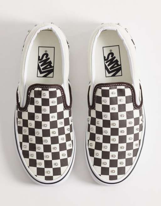 Vans - Instapsneakers in met dambordpatroon en strass-details in zwart, 3 van 5