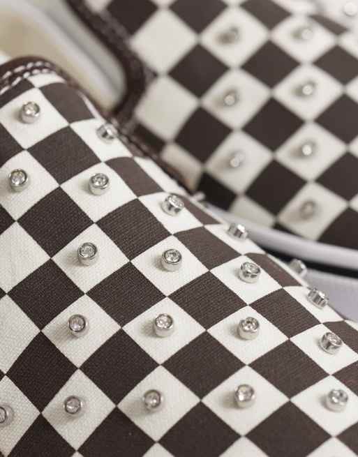 Vans - Instapsneakers in met dambordpatroon en strass-details in zwart, 4 van 5