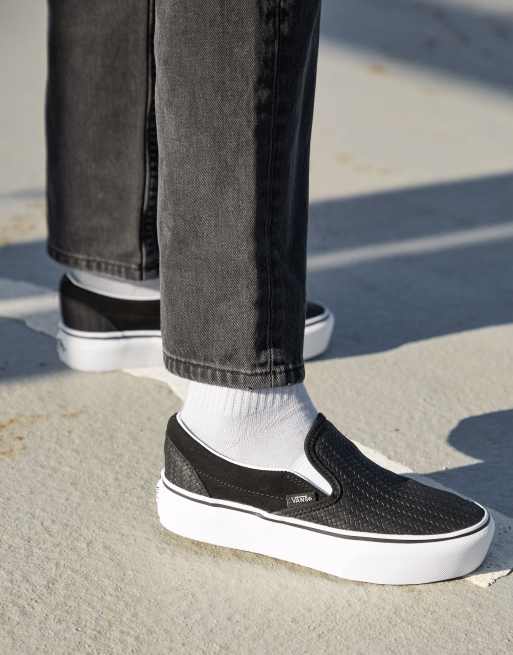 Vans - Instapsneakers van in suède met reliëf en plateauzool in zwart 