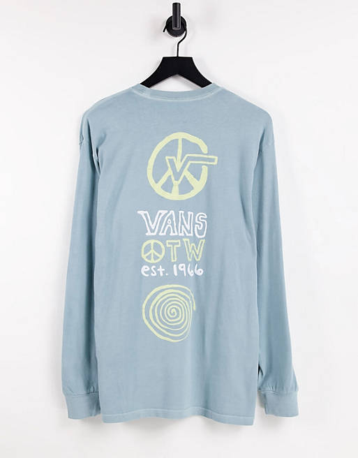 Vans Jank Ditsy back print long sleeve t-shirt in blue