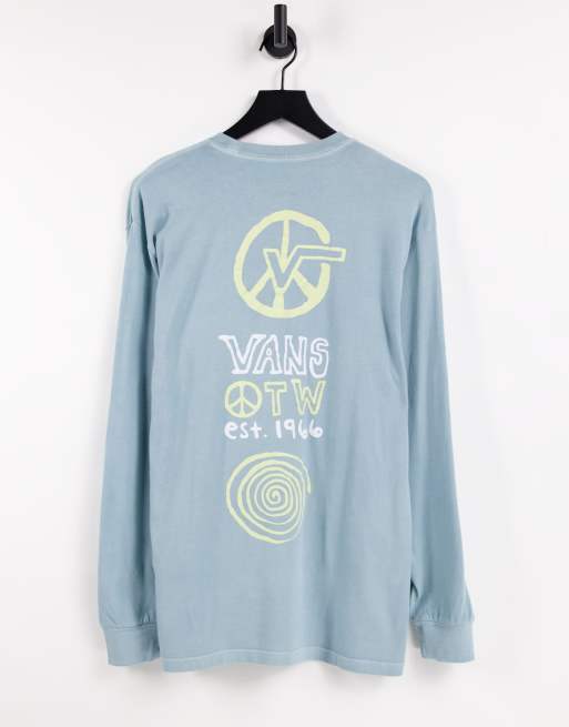 Vans Jank Ditsy back print long-sleeved tTshirt in blue