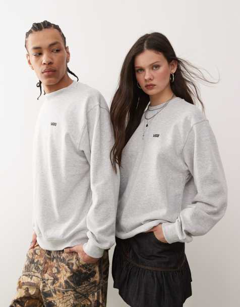 Vans left chest logo oversized fit sweatshirt in light grey
