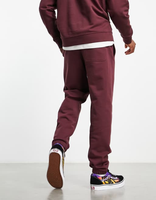 Vans Joggers bordeaux in pile con logo piccolo