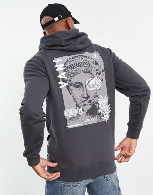 Vans – Kapuzenpullover in Dunkelgrau mit Rückenprint 