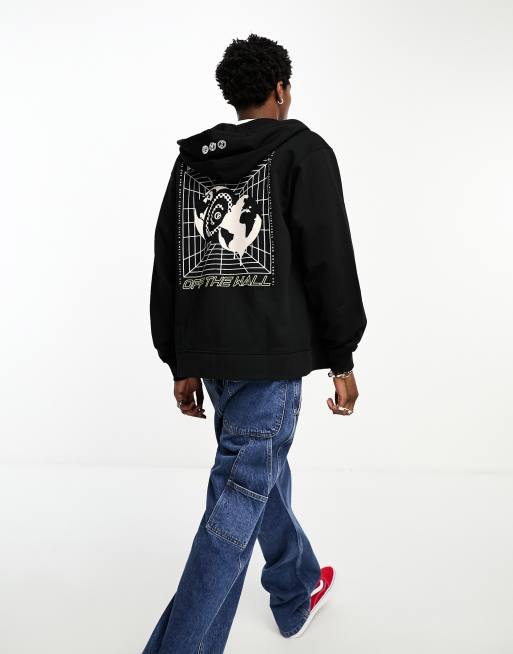 Vans – Kapuzenpullover in Utility-Pack-Schwarz mit Gravity-Rückenprint