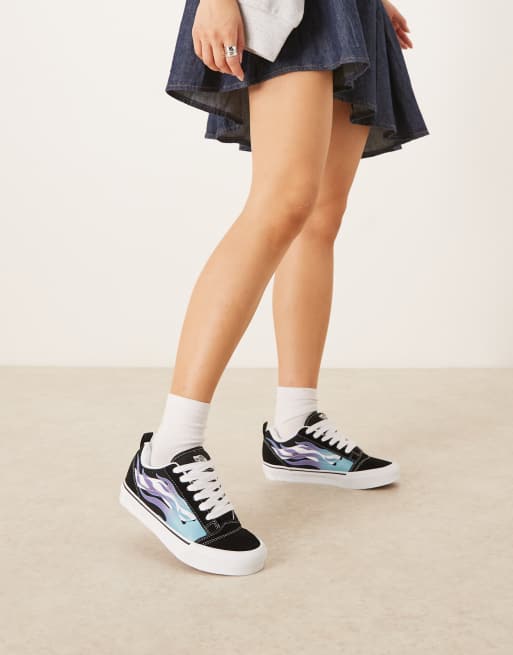 Vans - Knu Skool - Baskets avec motif flamme - Bleu et blanc, 2 de 5